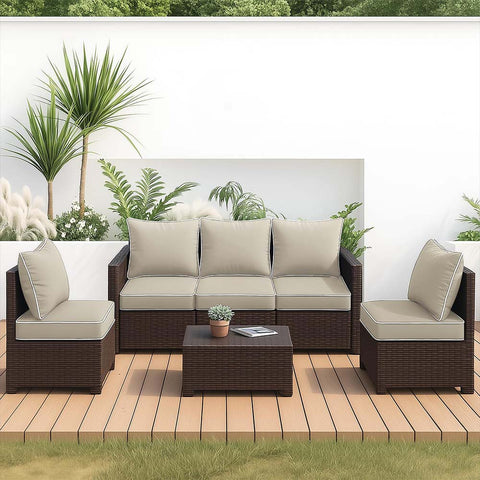 Beige Waterproof And Fade Resistant Deep Seat Cushions