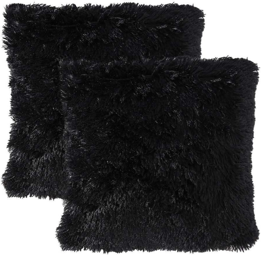 MIULEE Luxury Faux Fur Deluxe Winter Decorative Plush Throw Pillow Covers (Pack of 2)