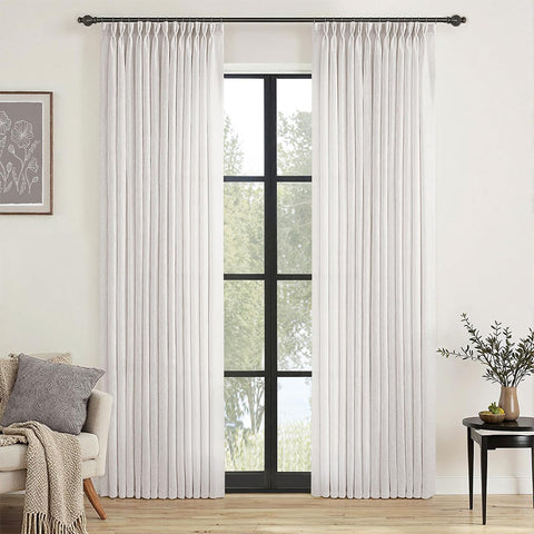 Light Filtering Thick Linen Textured Drapes - Pleated (2 Panels)