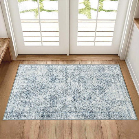Vintage Washable Low Pile Area Rugs_Blue_2_x_3