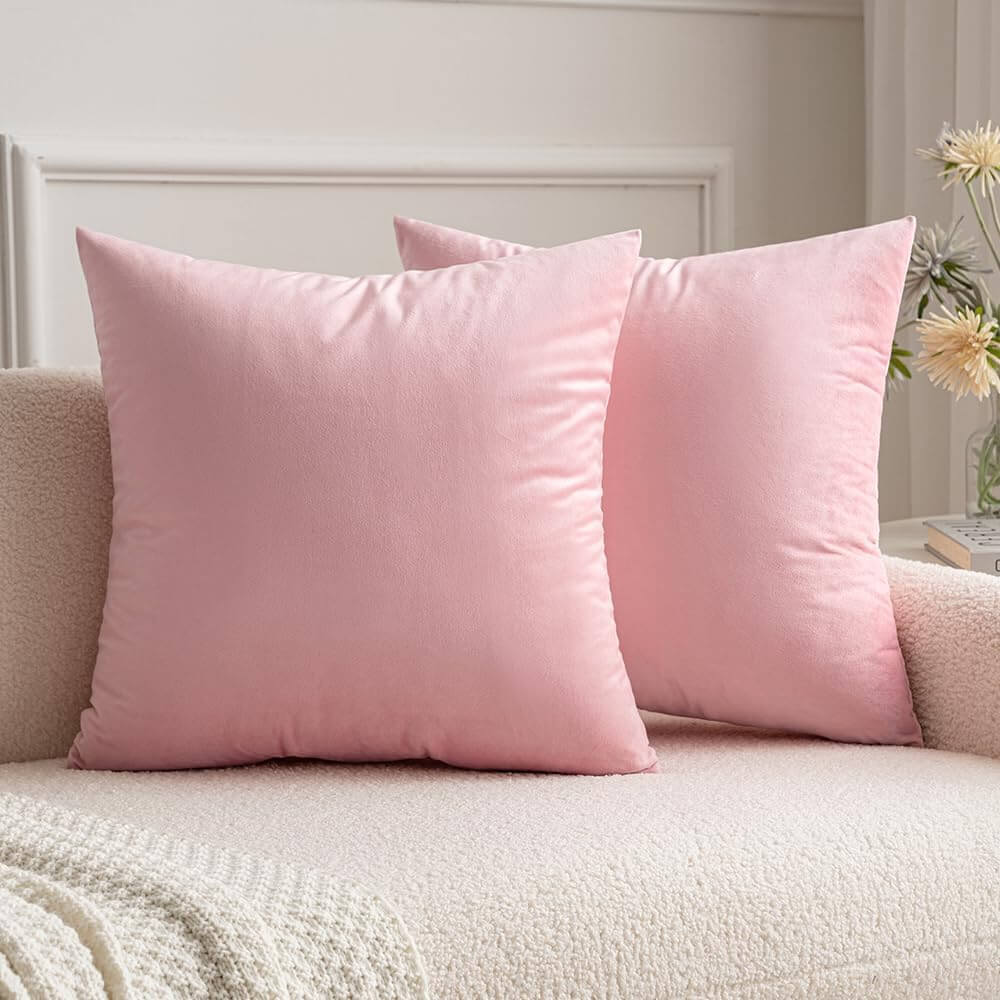 MIULEE Velvet Soft Solid Decorative Square Throw Pillow Covers (Pack of 2)