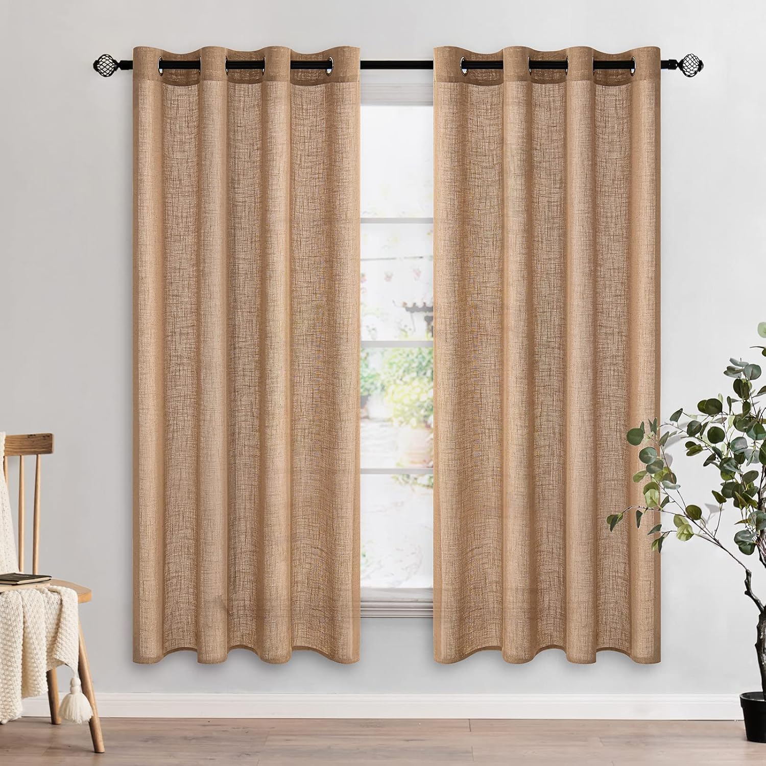 Light Filtering Linen Drapes - Grommet (2 Panels)