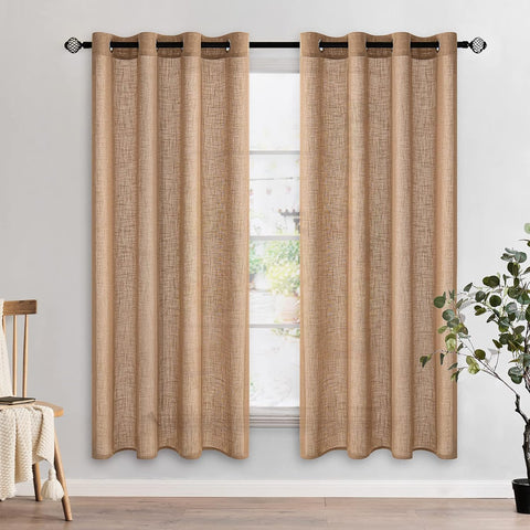 Light Filtering Linen Drapes - Grommet (2 Panels)