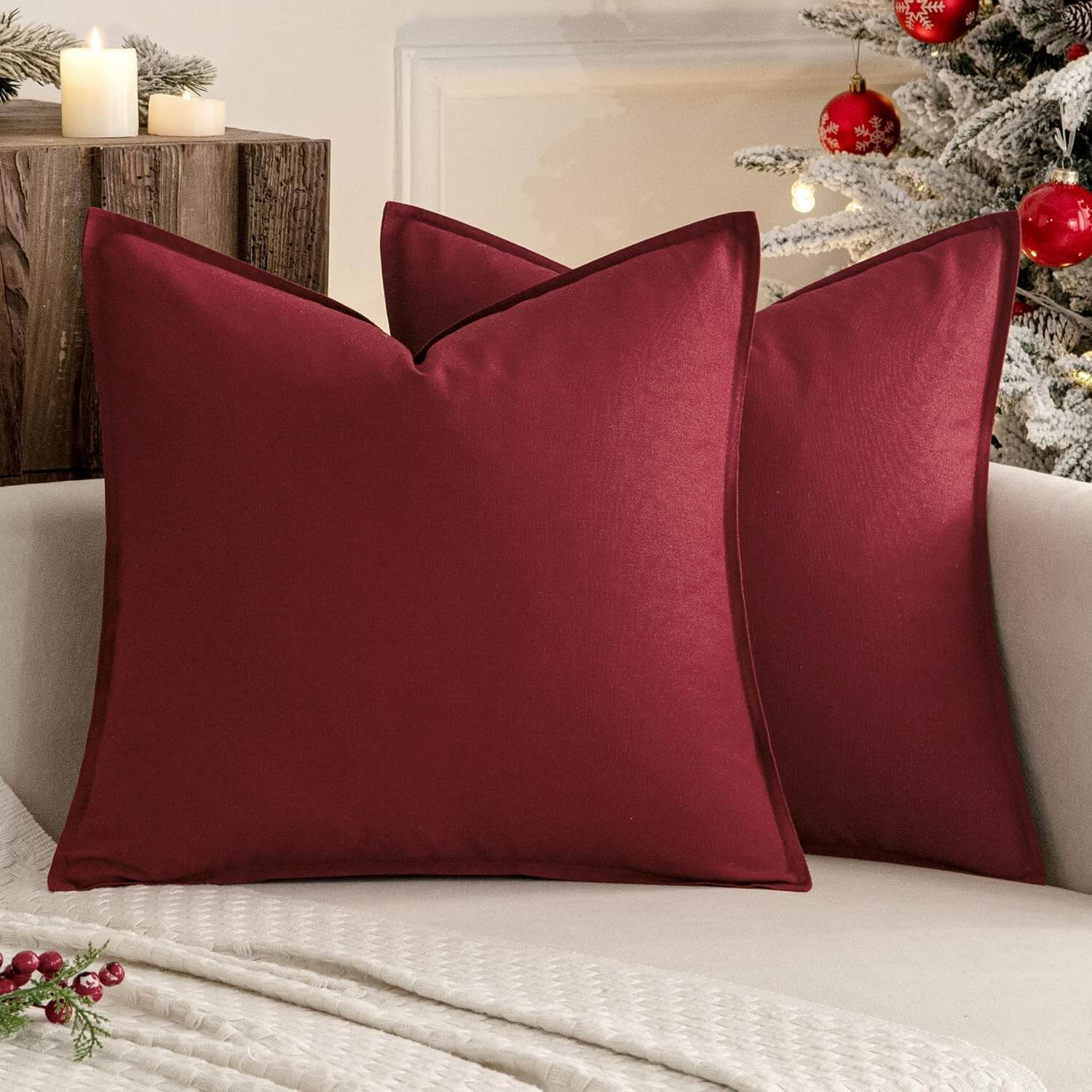 MIULEE Decorative Linen Modern Farmhouse Home Couch Throw Pillow Covers (Pack of 2)