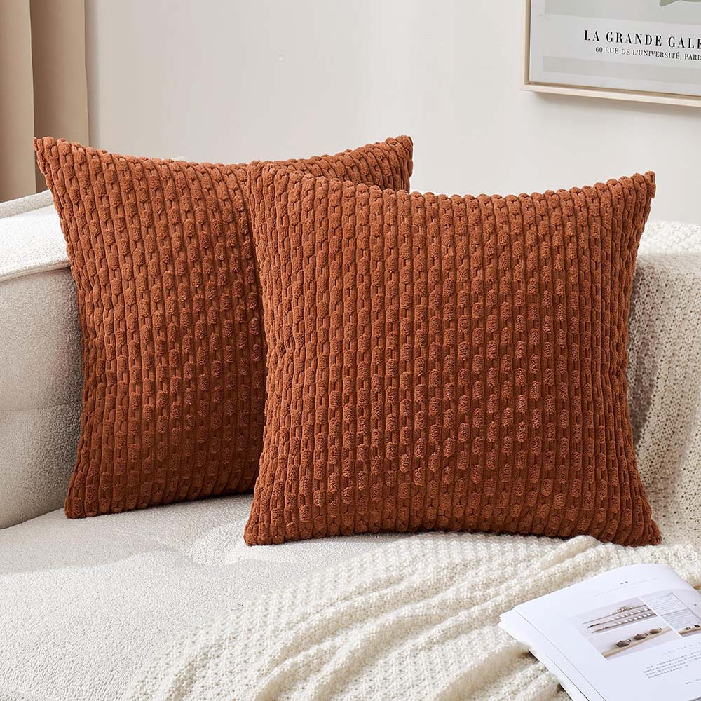 MIULEE Corduroy Boho Farmhouse Striped Throw Pillow Covers