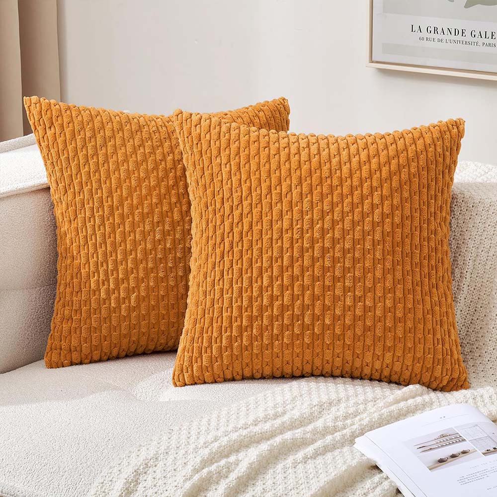 MIULEE Corduroy Boho Farmhouse Striped Throw Pillow Covers