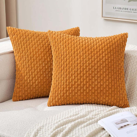 MIULEE Corduroy Boho Farmhouse Striped Throw Pillow Covers
