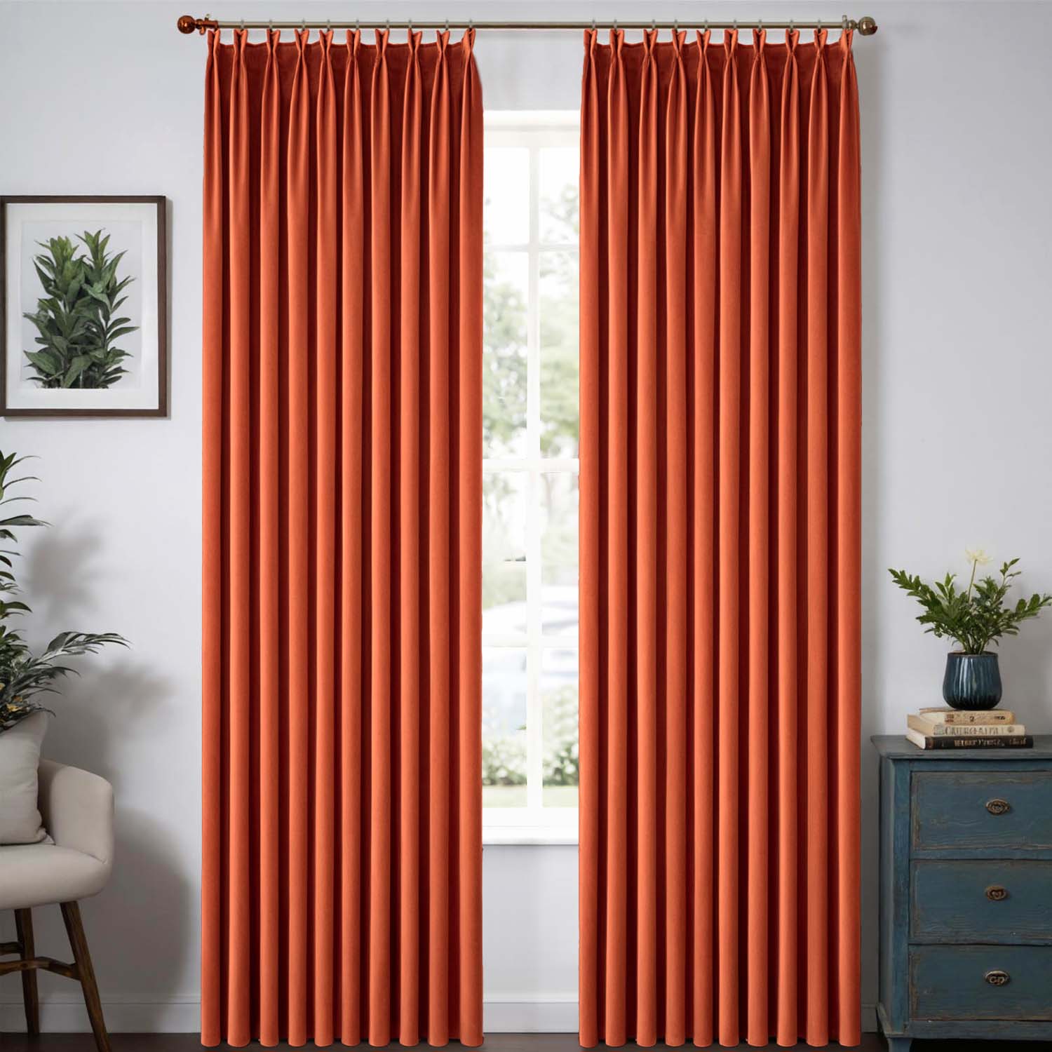 MIULEE Customized Pleated Velvet Luxury Blackout Curtains Thermal Insulated (2 Panels) - Pleated