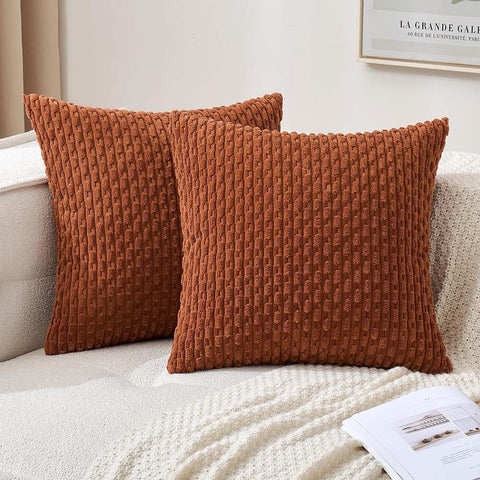 MIULEE Corduroy Boho Farmhouse Striped Throw Pillow Covers