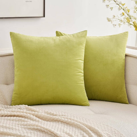 MIULEE Velvet Soft Solid Decorative Square Throw Pillow Covers (Pack of 2)