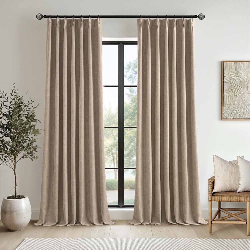 Pinch Pleated 100% Blackout Linen Curtains