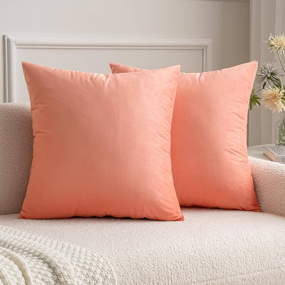 MIULEE Velvet Soft Solid Decorative Square Throw Pillow Covers (Pack of 2)