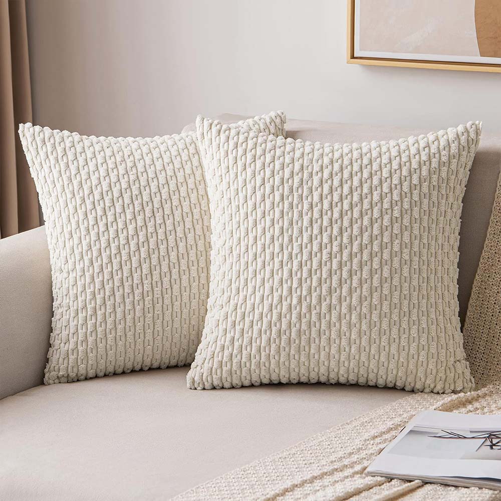 MIULEE Corduroy Boho Farmhouse Striped Throw Pillow Covers