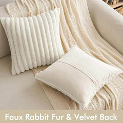 MIULEE Soft Pillowcases with Velvet Back Faux Rabbit Fur (Pack of 2)