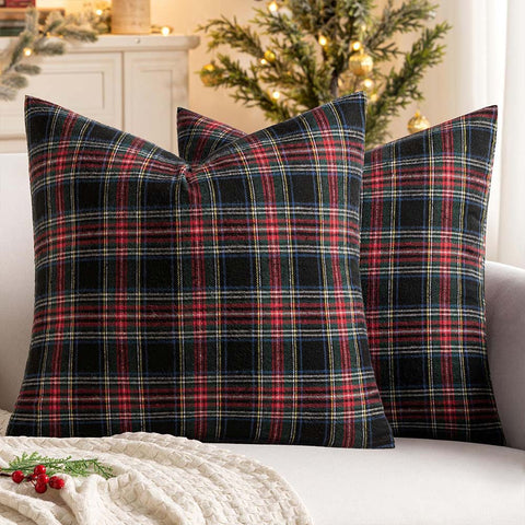 Christmas Scottish Tartan Farmhouse Plaid Throw Pillow Covers