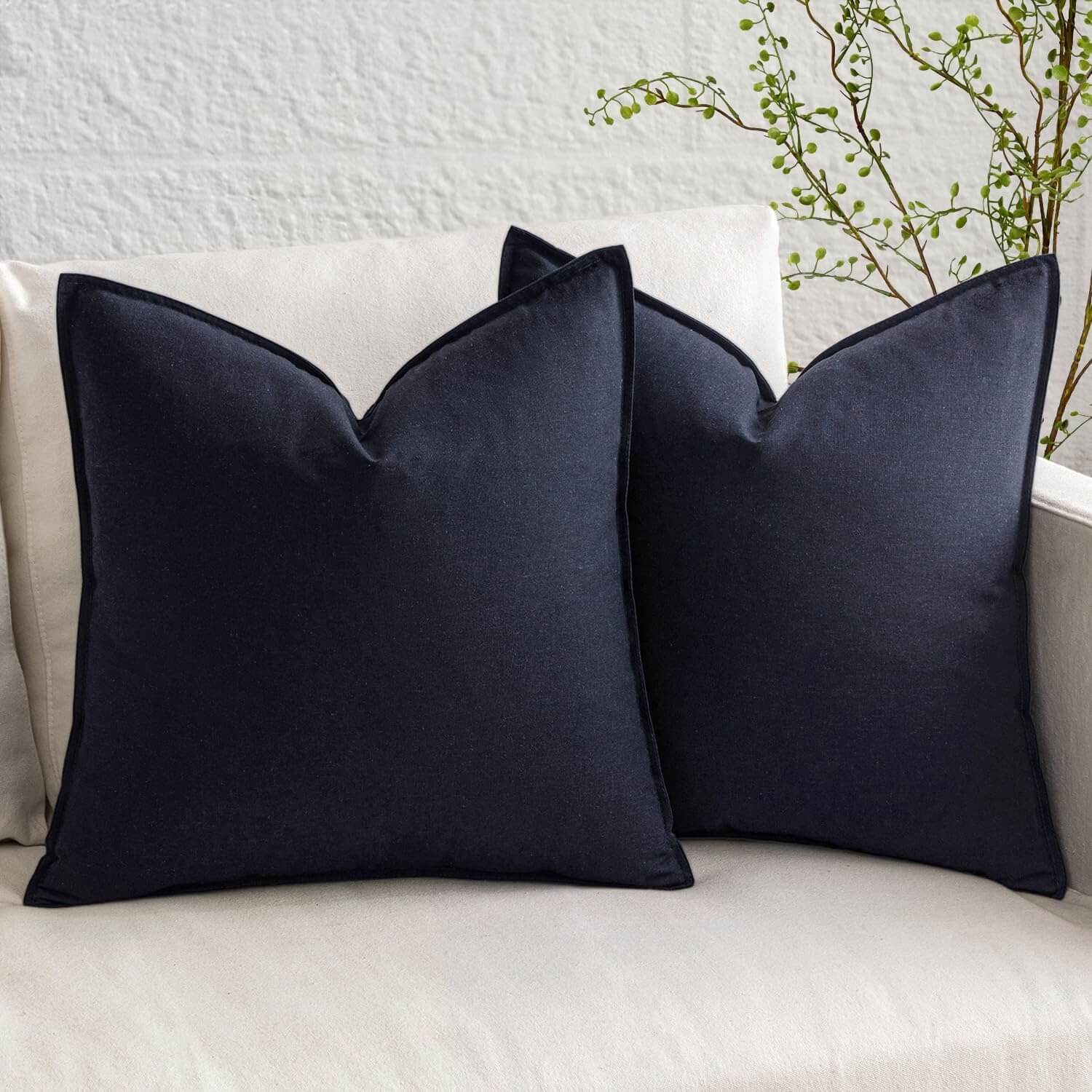 MIULEE Decorative Linen Modern Farmhouse Home Couch Throw Pillow Covers (Pack of 2)