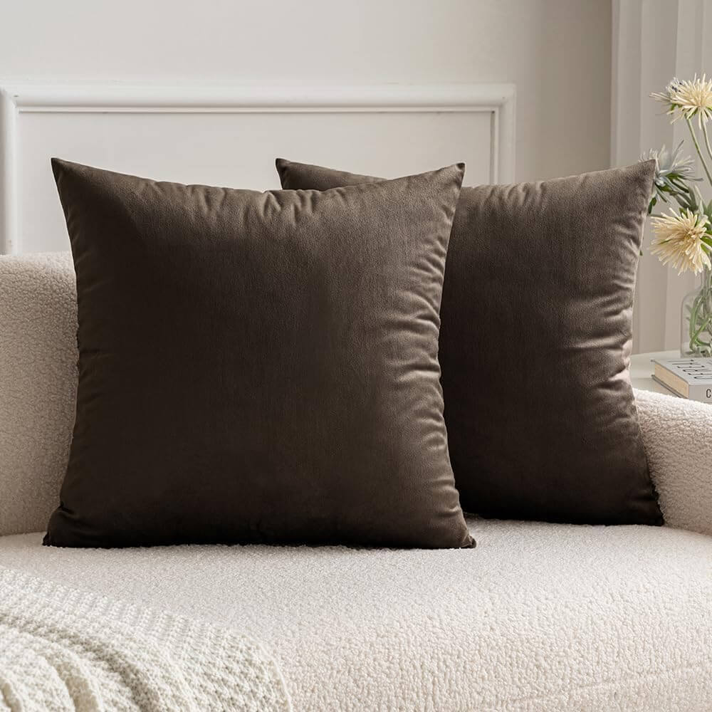 MIULEE Velvet Soft Solid Decorative Square Throw Pillow Covers (Pack of 2)