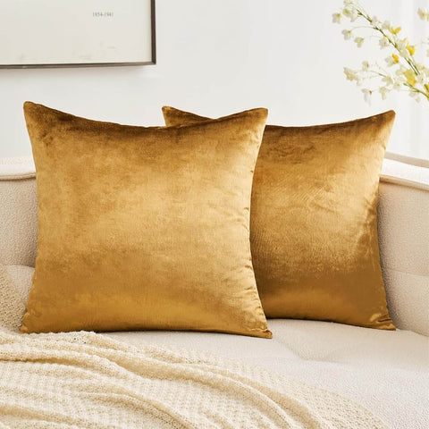 MIULEE Velvet Soft Solid Decorative Square Throw Pillow Covers (Pack of 2)