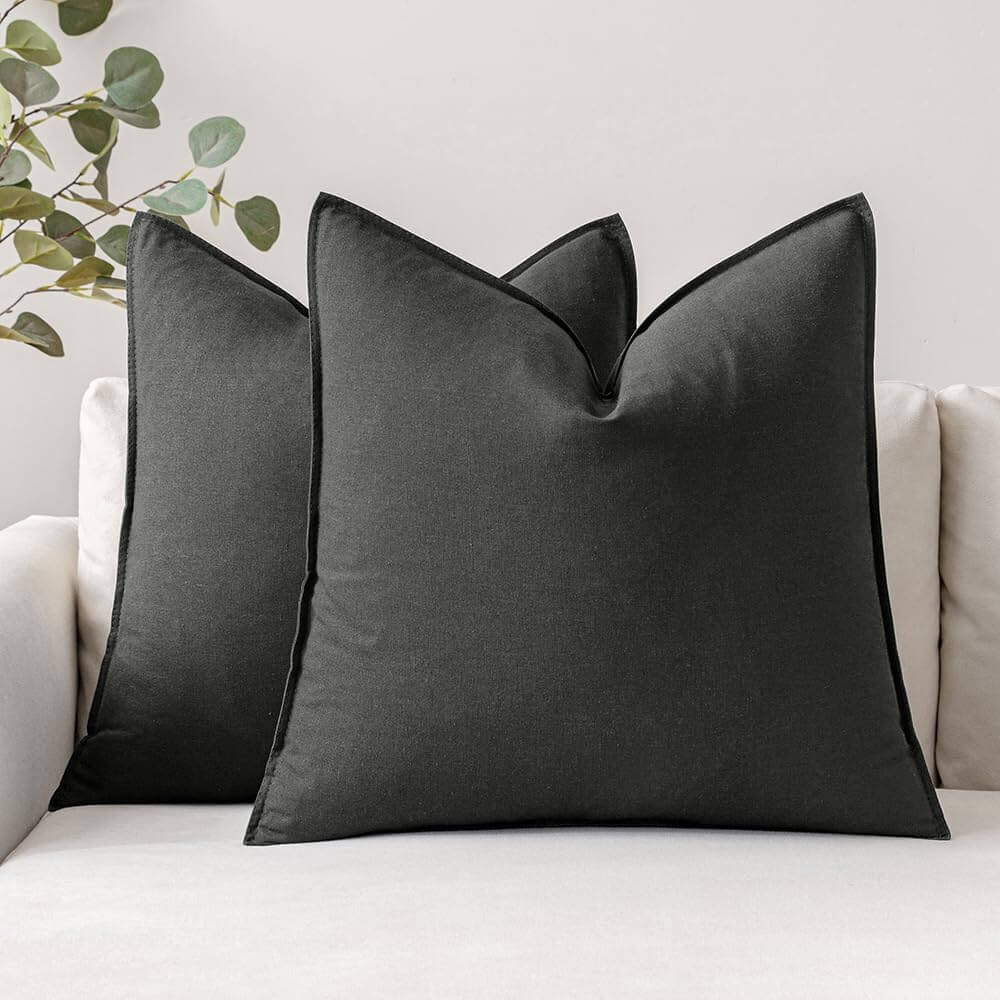 MIULEE Decorative Linen Modern Farmhouse Home Couch Throw Pillow Covers (Pack of 2)