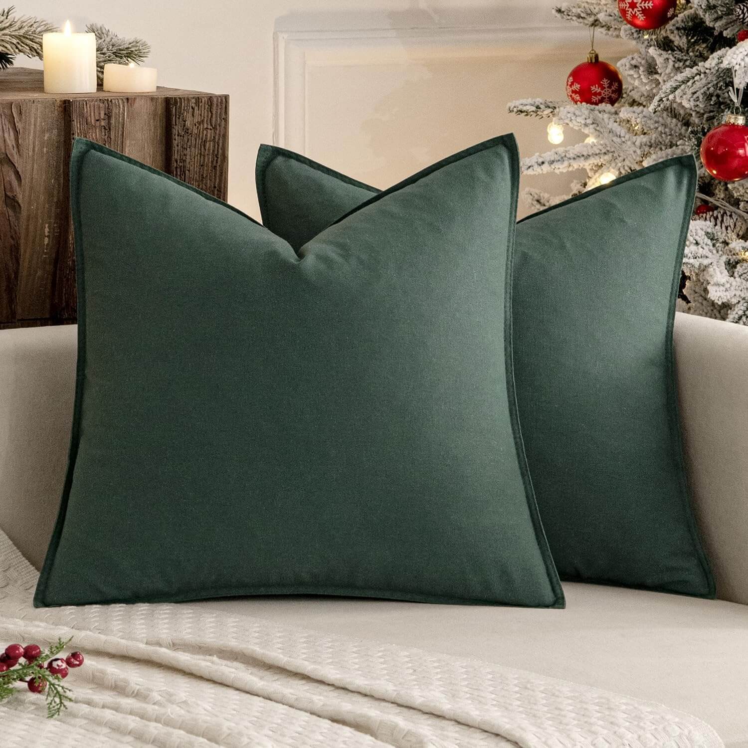 MIULEE Decorative Linen Modern Farmhouse Home Couch Throw Pillow Covers (Pack of 2)