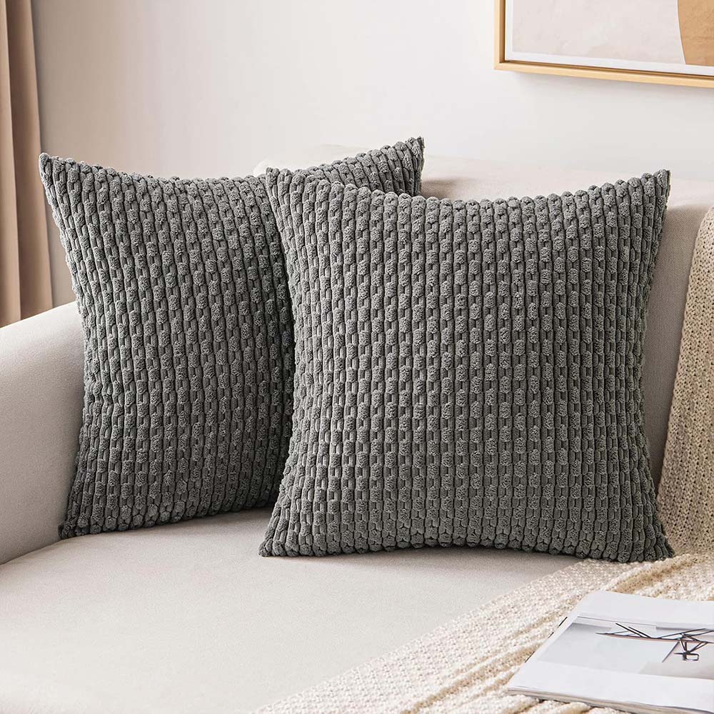 MIULEE Corduroy Boho Farmhouse Striped Throw Pillow Covers