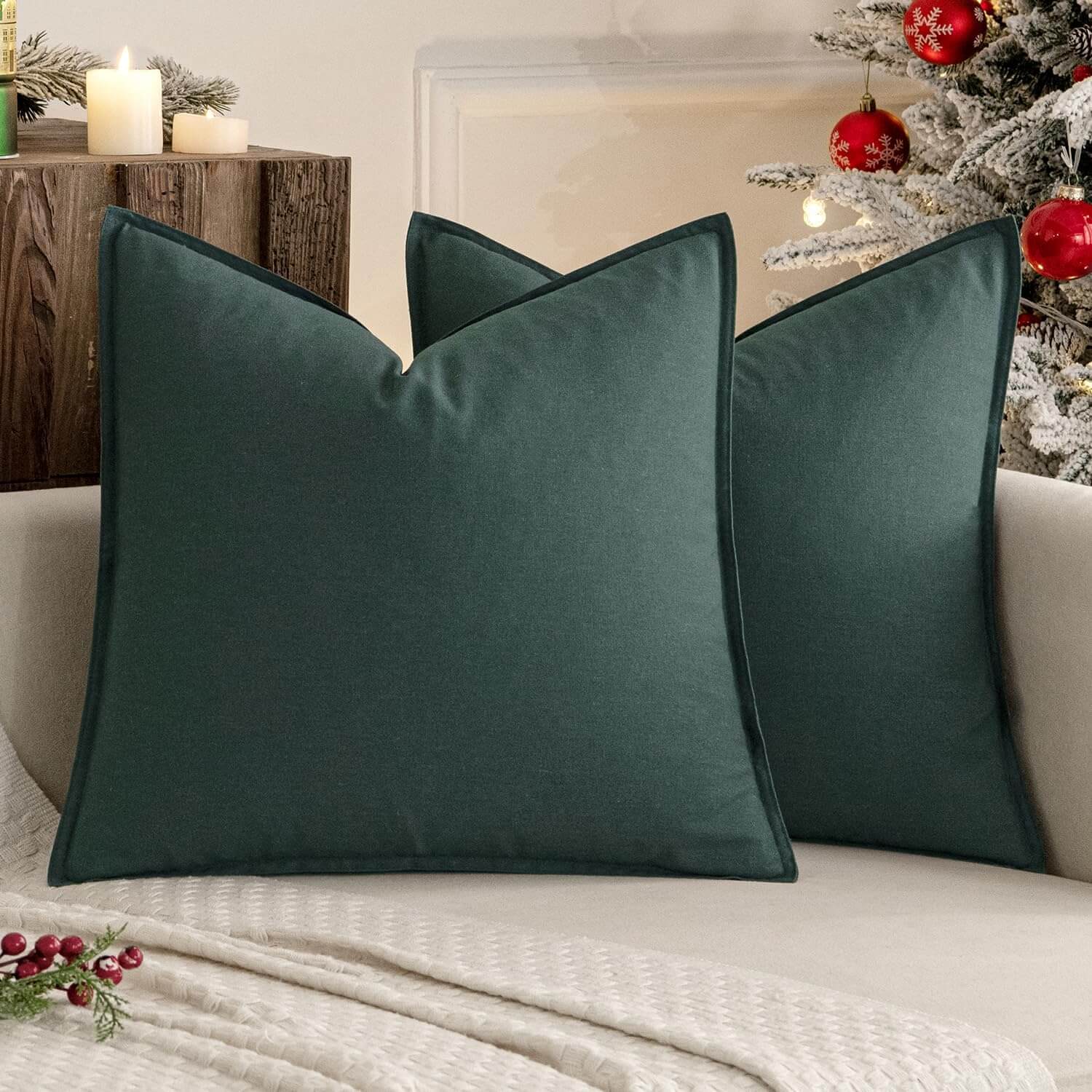 MIULEE Decorative Linen Modern Farmhouse Home Couch Throw Pillow Covers (Pack of 2)