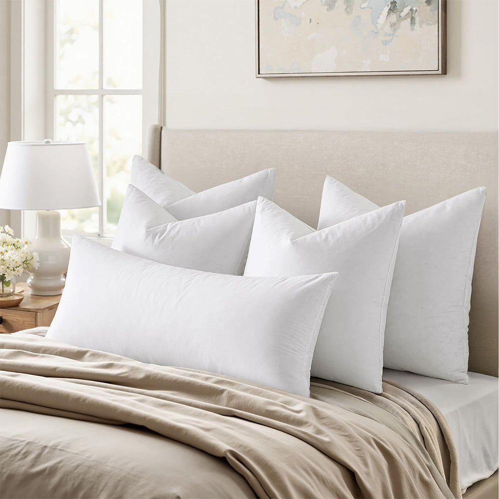 MIULEE Down Feather Throw Pillows Cotton Fabric (Set of 2)