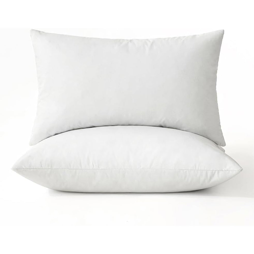 Down Feather Throw Pillows Cotton Fabric (Set of 2) White 