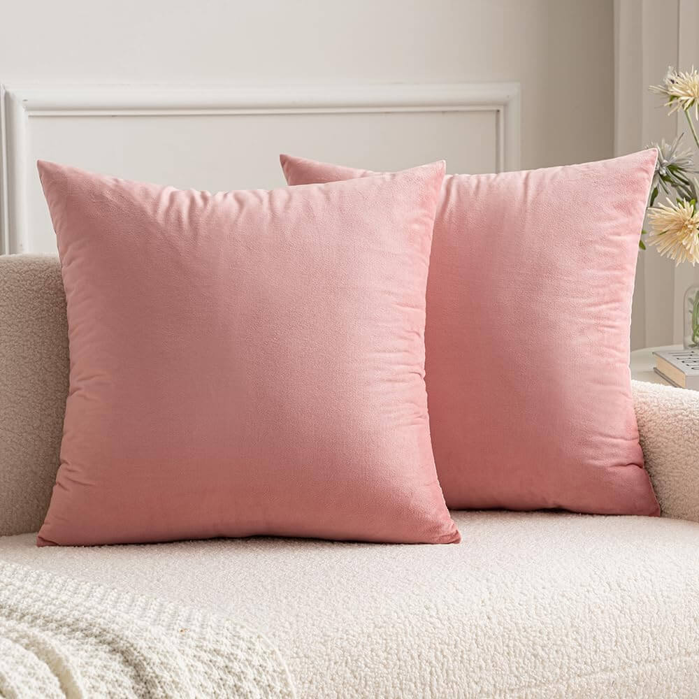 MIULEE Velvet Soft Solid Decorative Square Throw Pillow Covers (Pack of 2)