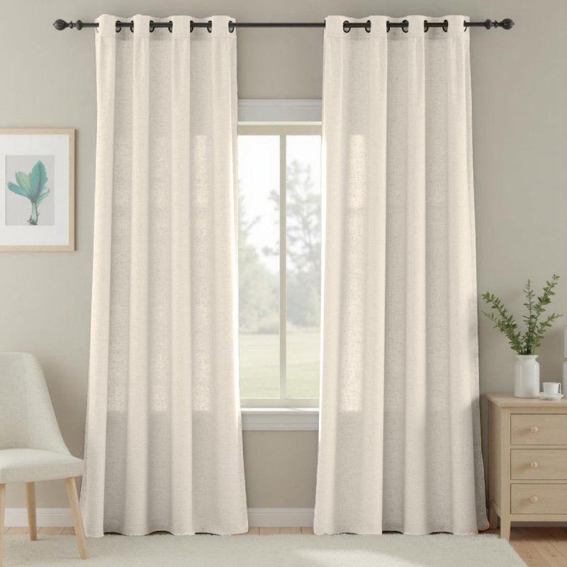 Greige - Nature Linen Grommet Drape