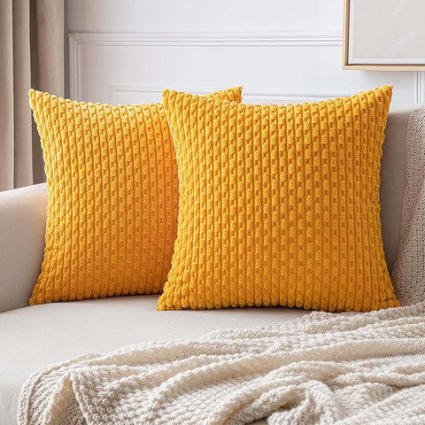 MIULEE Corduroy Boho Farmhouse Striped Throw Pillow Covers