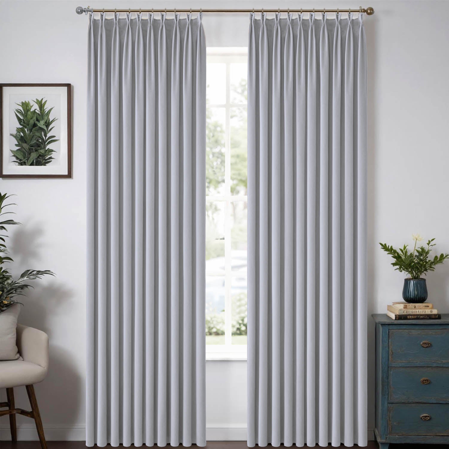 MIULEE Customized Pleated Velvet Luxury Blackout Curtains Thermal Insulated (2 Panels) - Pleated