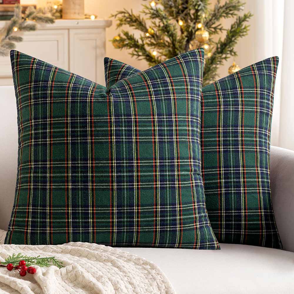 Christmas Scottish Tartan Farmhouse Plaid Throw Pillow Covers