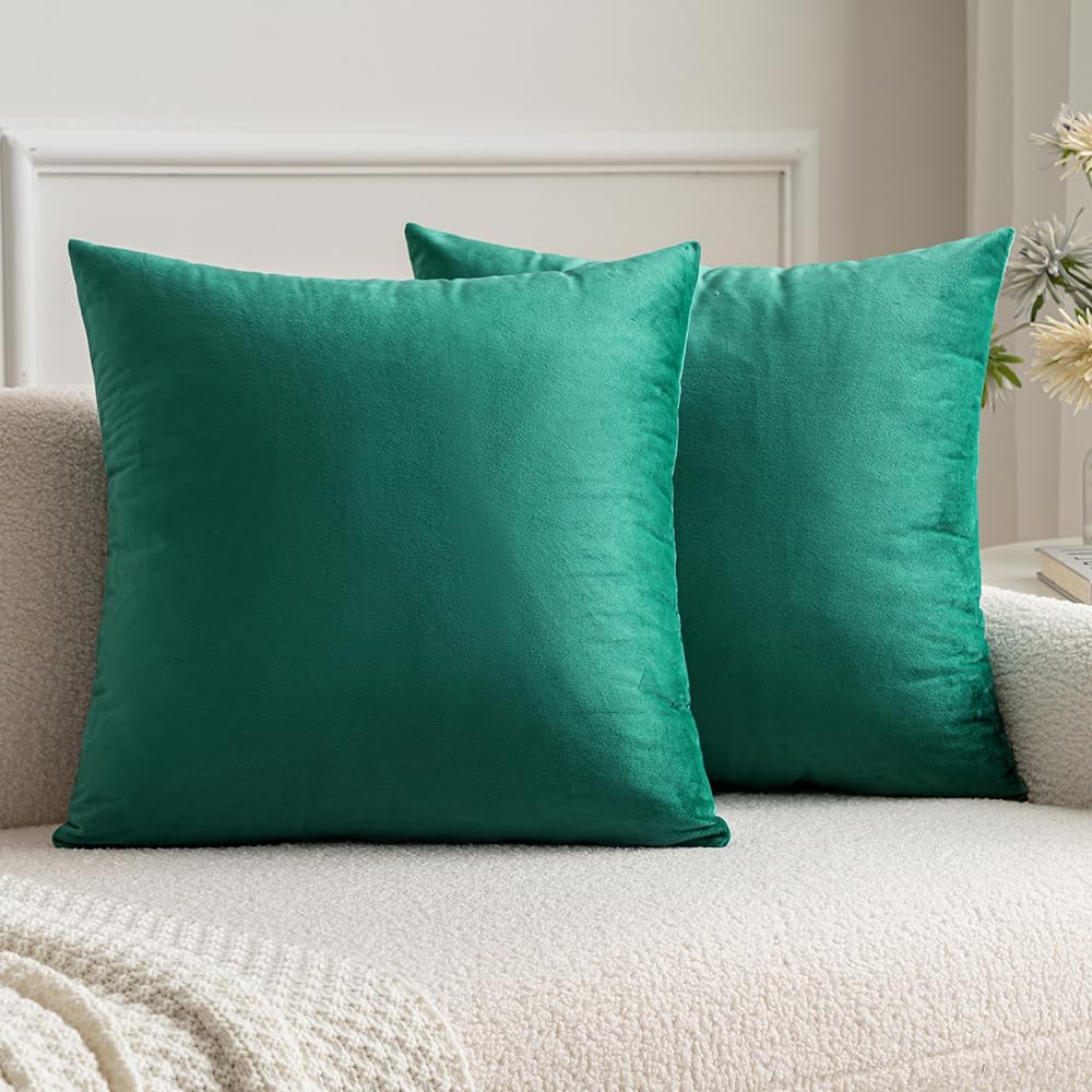 MIULEE Velvet Soft Solid Decorative Square Throw Pillow Covers (Pack of 2)