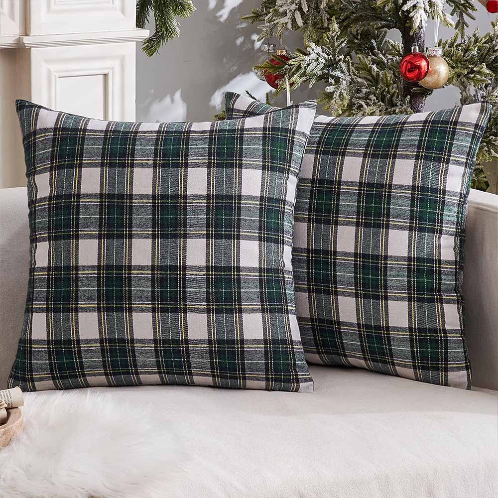 Christmas Scottish Tartan Farmhouse Plaid Throw Pillow Covers