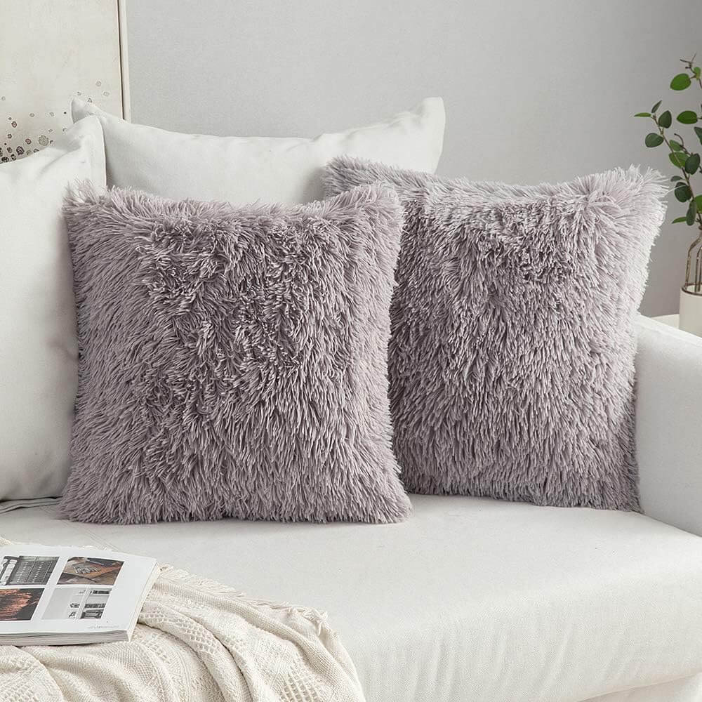 MIULEE Luxury Faux Fur Deluxe Winter Decorative Plush Throw Pillow Covers (Pack of 2)