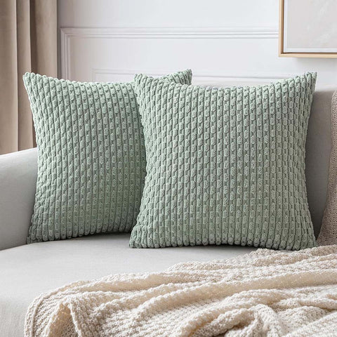 MIULEE Corduroy Boho Farmhouse Striped Throw Pillow Covers