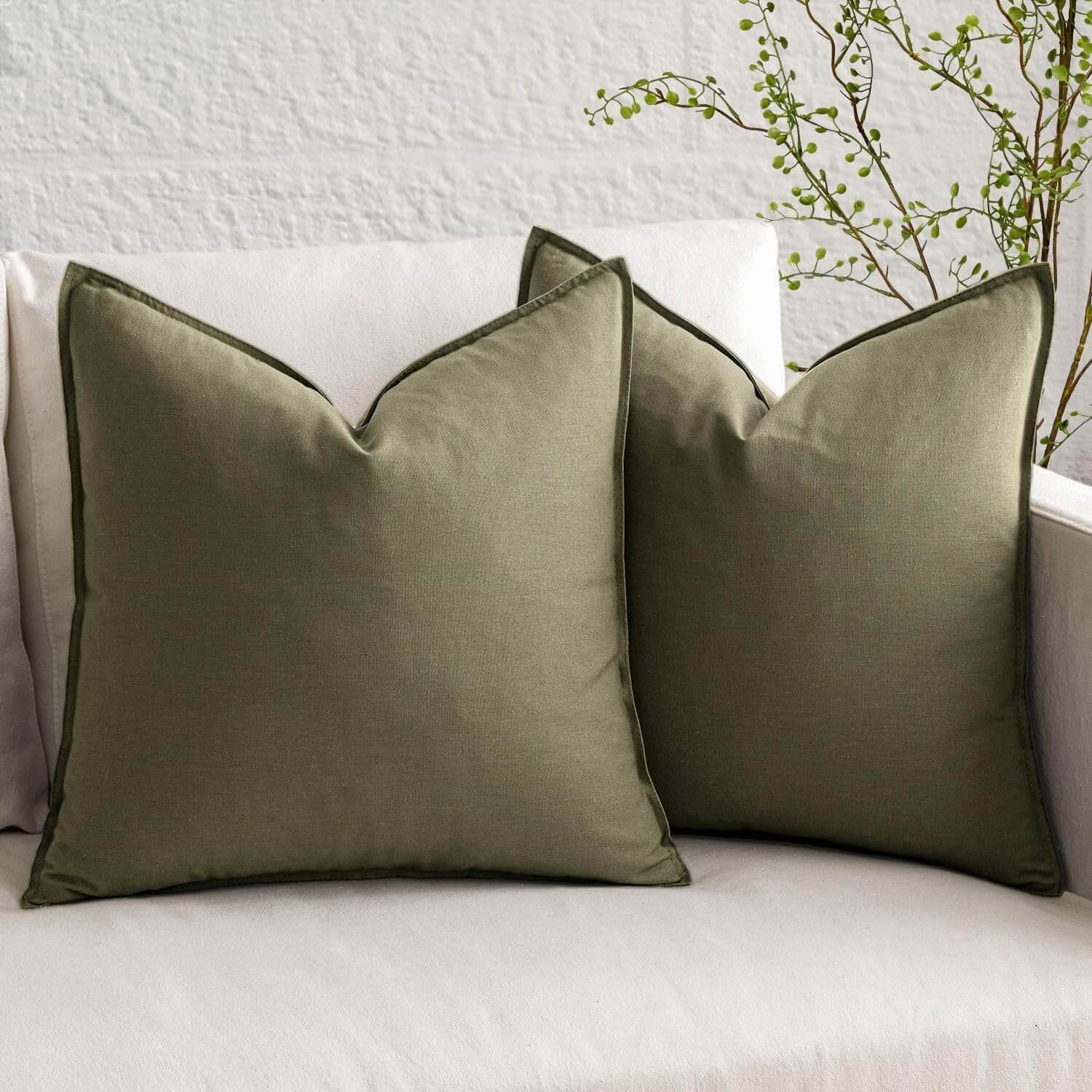 MIULEE Decorative Linen Modern Farmhouse Home Couch Throw Pillow Covers (Pack of 2)