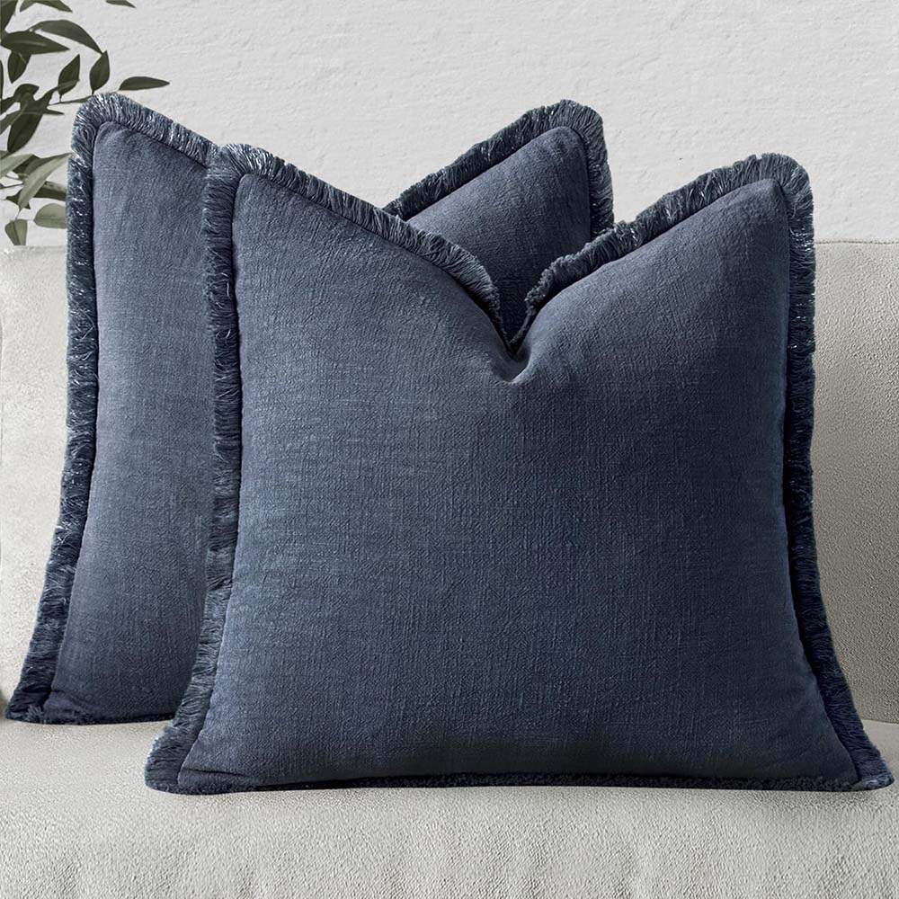 Indigo_Blue Linen Boho Pillow Covers