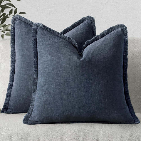 Indigo_Blue Linen Boho Pillow Covers