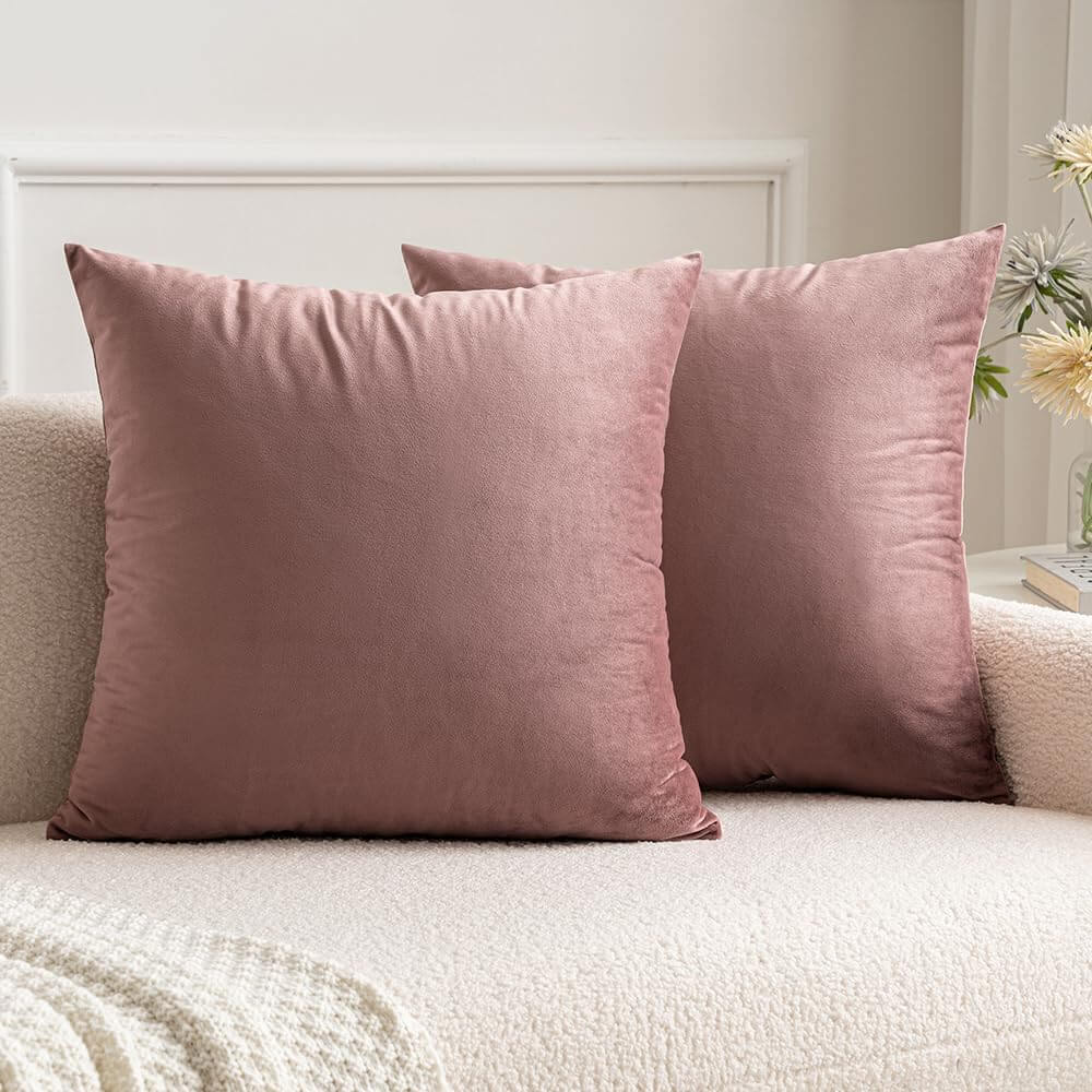 MIULEE Velvet Soft Solid Decorative Square Throw Pillow Covers (Pack of 2)