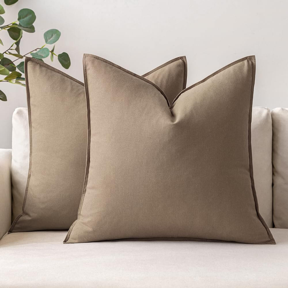 MIULEE Decorative Linen Modern Farmhouse Home Couch Throw Pillow Covers (Pack of 2)