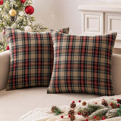 Christmas Scottish Tartan Farmhouse Plaid Throw Pillow Covers
