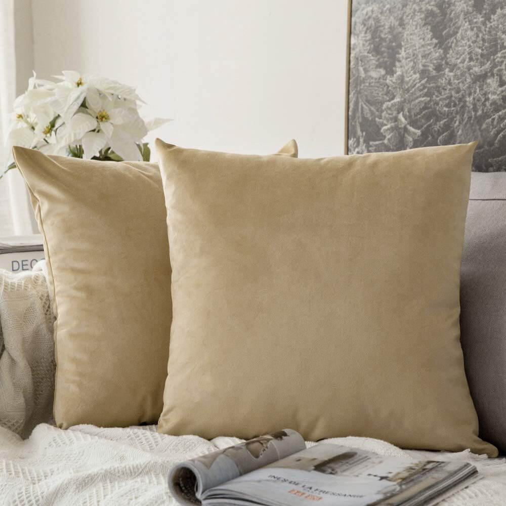 MIULEE Velvet Soft Solid Decorative Square Throw Pillow Covers (Pack of 2)