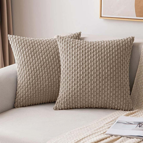 MIULEE Corduroy Boho Farmhouse Striped Throw Pillow Covers