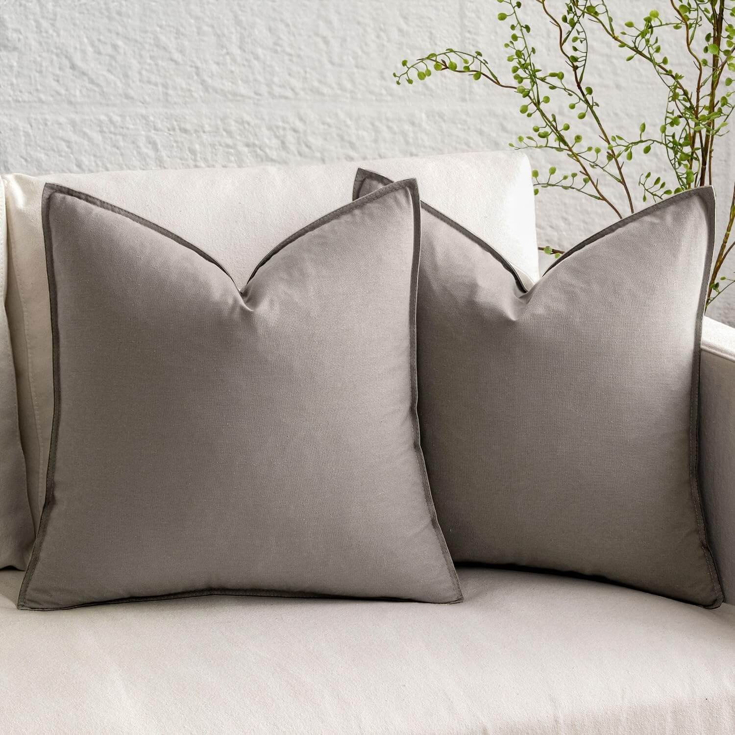 MIULEE Decorative Linen Modern Farmhouse Home Couch Throw Pillow Covers (Pack of 2)