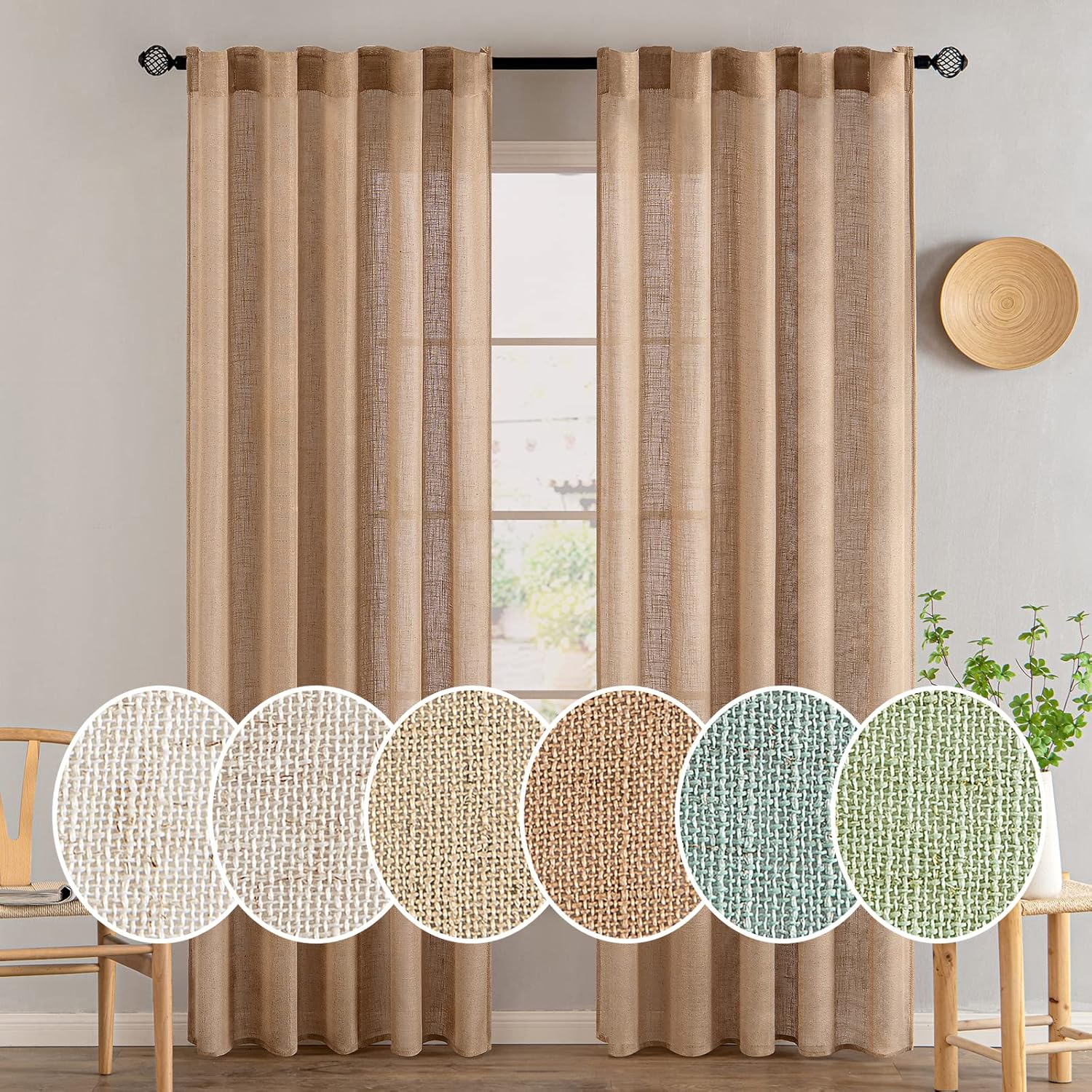 Linen Textured Window Drapes