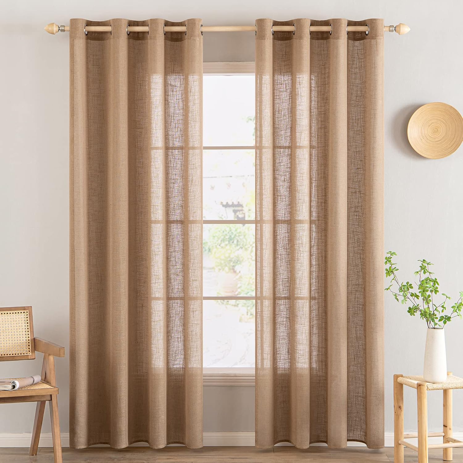 Light Filtering Linen Drapes - Grommet (2 Panels)