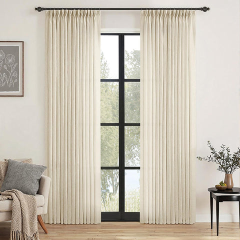 Light Filtering Thick Linen Textured Drapes - Pleated (2 Panels)