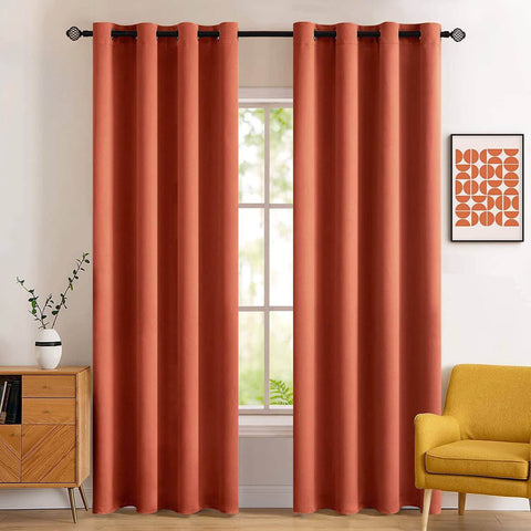 MIULEE 84" Long Room Darkening Curtains Thermal Insulated Rust Terracotta Drapes Window Treatment Set Grommet Top Light Blocking Blackout Curtain for Fall Living Room/Bedroom 2 Panels Burnt Orange